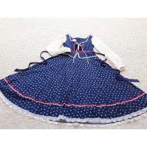 Gunne Sax blue and pink midi prairie dress 11